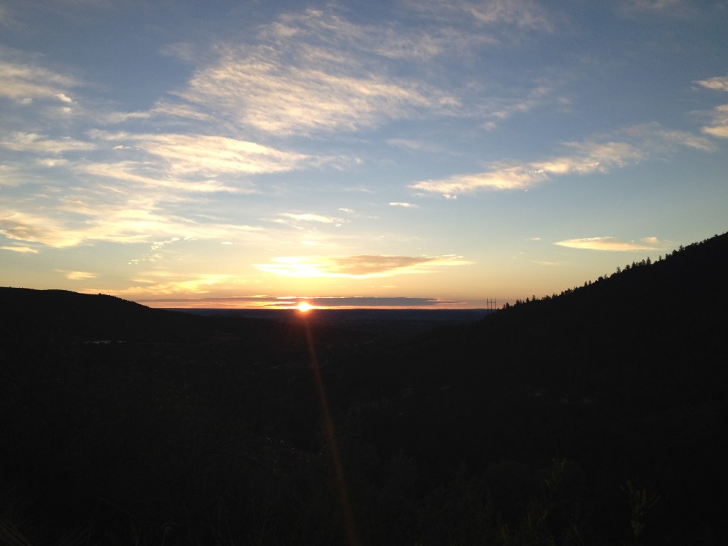 Hit the trail an hour and a half later than planned, but got to see a great sunrise at the trailhead for Pike's Peak!